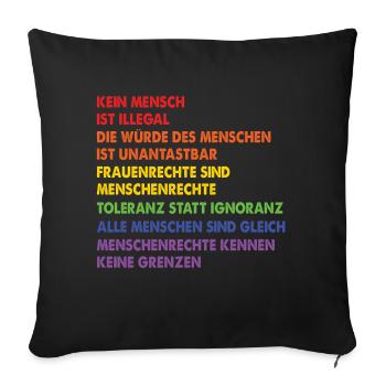 Menschrechte Gleichheit Gleichberechtigung - Sofakissenbezug 45 x 45 cm - Schwarz - Vorne