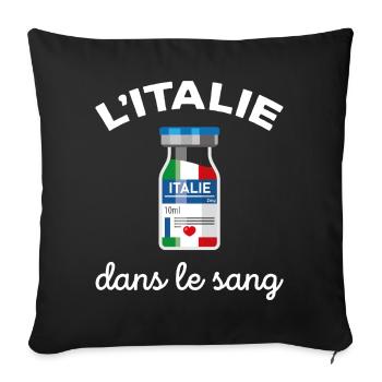 L'Italie dans le sang Cadeau Italien et Italienne - Housse de coussin décorative 45 x 45 cm - noir - Devant