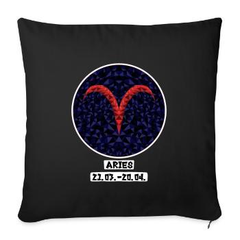 Aries 21.03.-20.04. - Sofa pillowcase 17,3'' x 17,3'' (45 x 45 cm) - black - Front