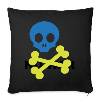 Neon Blue Skull and Crossbones - Sofa pillowcase 17,3'' x 17,3'' (45 x 45 cm) - black - Front