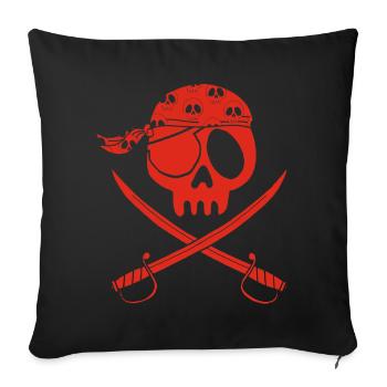 Red pirate skull - Sofa pillowcase 17,3'' x 17,3'' (45 x 45 cm) - black - Front