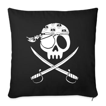 White pirate skull - Sofa pillowcase 17,3'' x 17,3'' (45 x 45 cm) - black - Front