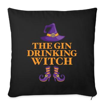 Die Gin-trinkende Hexe - Sofakissenbezug 45 x 45 cm - Schwarz - Vorne