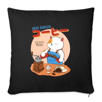 Neko Barista - Sofa pillowcase 17,3'' x 17,3'' (45 x 45 cm) - black - Front