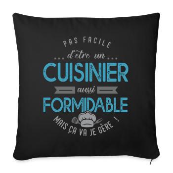 cuisinier formidable Cadeau papa cuisine - Housse de coussin décorative 45 x 45 cm - noir - Devant