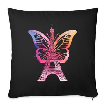 Paris France City Skyline Tour Eiffel Art - Housse de coussin décorative 45 x 45 cm - noir - Devant