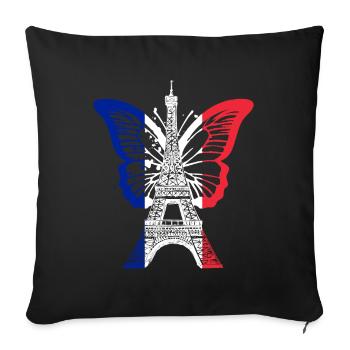 Paris France City Skyline Tour Eiffel Art - Housse de coussin décorative 45 x 45 cm - noir - Devant
