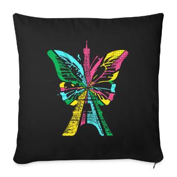 Paris France City Skyline Tour Eiffel Art - Housse de coussin décorative 45 x 45 cm - noir - Devant