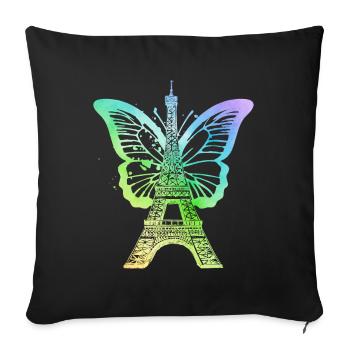 Paris France City Skyline Tour Eiffel Art - Housse de coussin décorative 45 x 45 cm - noir - Devant