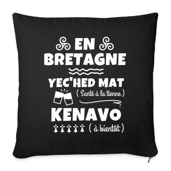 Bretagne, kenavo, je suis Breton - Housse de coussin décorative 45 x 45 cm - noir - Devant