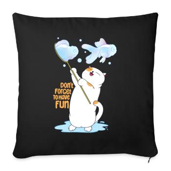 Cat Playing Bubble - Sofa pillowcase 17,3'' x 17,3'' (45 x 45 cm) - black - Front