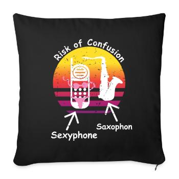 Saxophone et sexphone - Housse de coussin décorative 45 x 45 cm - noir - Devant