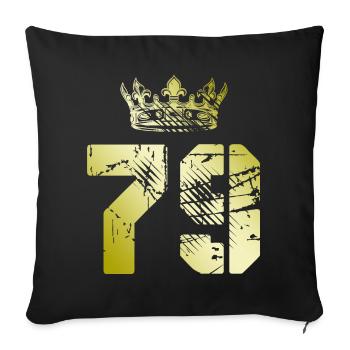 79 Zahl Krone - Sofakissenbezug 45 x 45 cm - Schwarz - Vorne