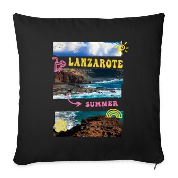 Lanzarote Summer Sun Beach Sea Palms Holiday - Sofa pillowcase 17,3'' x 17,3'' (45 x 45 cm) - black - Front