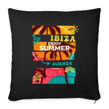 Ibiza Été Sun Beach Sea Palms Vacances - Housse de coussin décorative 45 x 45 cm - noir - Devant