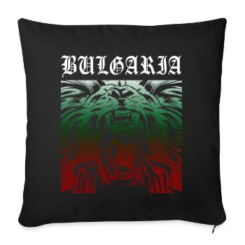 BG BULGARIA Lion Football Bulgarie Lion Armoiries - Housse de coussin décorative 45 x 45 cm - noir - Devant
