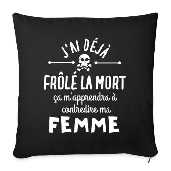 mort, frôler la mort, homme humour - Housse de coussin décorative 45 x 45 cm - noir - Devant