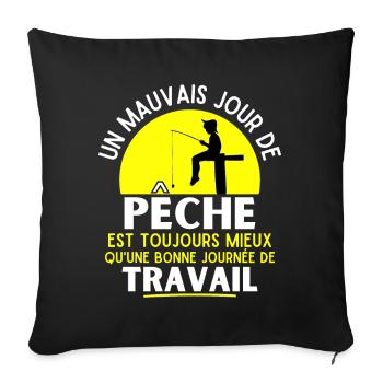 pêche, pêcheur, fan de pêche - Housse de coussin décorative 45 x 45 cm - noir - Devant
