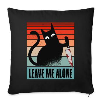 Leave me alone, Moody Cat with knife - Sofa pillowcase 17,3'' x 17,3'' (45 x 45 cm) - black - Front