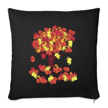 Tree in Autumn losing its Cat Leaves - Sofa pillowcase 17,3'' x 17,3'' (45 x 45 cm) - black - Front