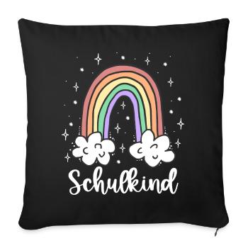 Schulkind Regenbogen Einschulung Geschenk - Sofakissenbezug 45 x 45 cm - Schwarz - Vorne