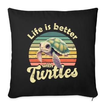 Turtle Sea turtle - Sofa pillowcase 17,3'' x 17,3'' (45 x 45 cm) - black - Front