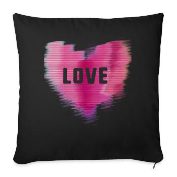Hearts,Heart,Love,Love,Red, Psychedelic,Pink - Sofa pillowcase 17,3'' x 17,3'' (45 x 45 cm) - black - Front
