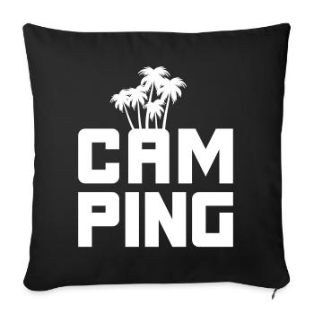 Camping Palms Vector Camper Van Life Ventilateur de plein air - Housse de coussin décorative 45 x 45 cm - noir - Devant
