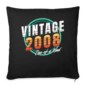 Vintage 2008 Shirt for Men Women 15 Year Old 15th - Sofa pillowcase 17,3'' x 17,3'' (45 x 45 cm) - black - Front