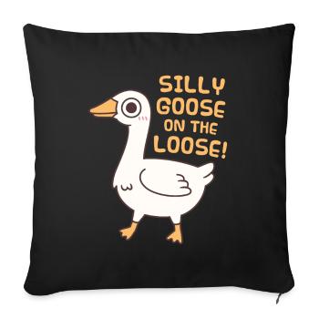 Oie mignonne et idiote en liberté - Housse de coussin décorative 45 x 45 cm - noir - Devant