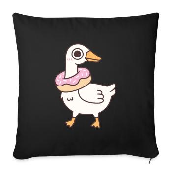 Oie mignonne et idiote avec un beignet autour du cou - Housse de coussin décorative 45 x 45 cm - noir - Devant