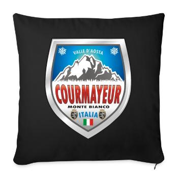 Courmayeur Valle d’Aoste Italie - Housse de coussin décorative 45 x 45 cm - noir - Devant