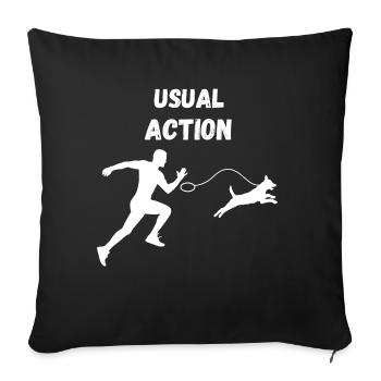 Funny dog walking - Sofa pillowcase 17,3'' x 17,3'' (45 x 45 cm) - black - Front