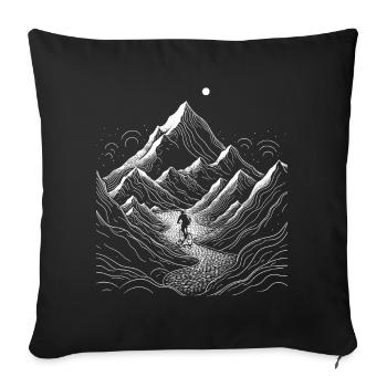 Mountain biker rides through the mountains - Lineart - Sofa pillowcase 17,3'' x 17,3'' (45 x 45 cm) - black - Front