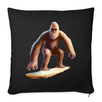 Bigfoot Surfing - Sofakissenbezug 45 x 45 cm - Schwarz - Vorne