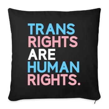 Mois de la fierté LGBT - Les droits des trans sont des droits humains - Housse de coussin décorative 45 x 45 cm - noir - Devant