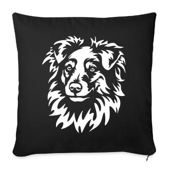 Miniature Australian Shepherd Head "Black Edition" - Sofa pillowcase 17,3'' x 17,3'' (45 x 45 cm) - black - Front