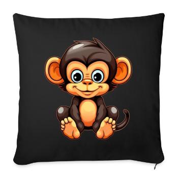 Niedlicher Affe für Kinder für Kinder - Sofakissenbezug 45 x 45 cm - Schwarz - Vorne