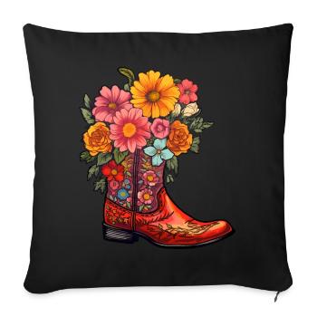 Cowboy Boots Flowers Country Music - Sofa pillowcase 17,3'' x 17,3'' (45 x 45 cm) - black - Front
