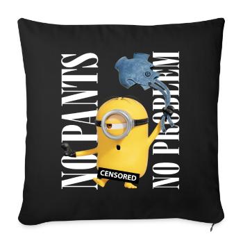 Minions Censored No Pants No Problem - Housse de coussin décorative 45 x 45 cm - noir - Devant