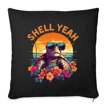 Sea turtle with sunglasses on the beach - Sofa pillowcase 17,3'' x 17,3'' (45 x 45 cm) - black - Front