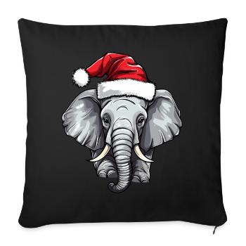 Éléphant Noël Éléphant d’hiver Heligabend - Housse de coussin décorative 45 x 45 cm - noir - Devant