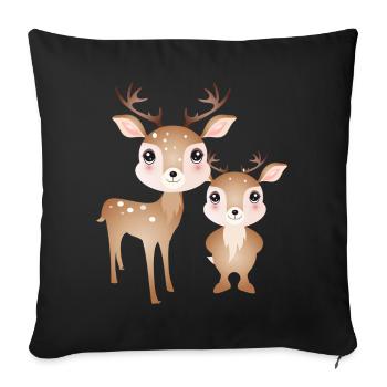 two cute deer - favourite motif for two - Sofa pillowcase 17,3'' x 17,3'' (45 x 45 cm) - black - Front