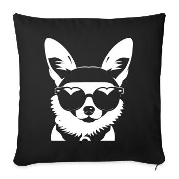 Drôle Chihuahua portant des lunettes de soleil Chihuahuas - Housse de coussin décorative 45 x 45 cm - noir - Devant