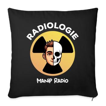 Logo Radioactif pour Manip Radio Humour Radiologie - Housse de coussin décorative 45 x 45 cm - noir - Devant