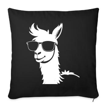 Lustiges Lama mit Sonnenbrille Coole Lamas - Sofakissenbezug 45 x 45 cm - Schwarz - Vorne