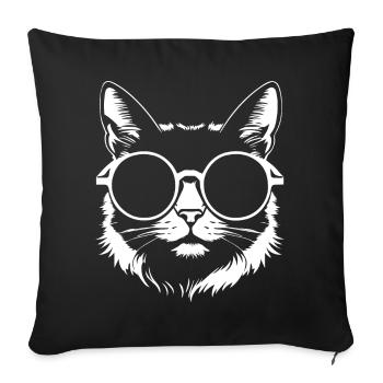 Funny Cat with Sunglasses Kitten Sunglas Cats - Sofa pillowcase 17,3'' x 17,3'' (45 x 45 cm) - black - Front