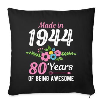 Made In 1944 Floral 80th Birthday 80 Years - Sofa pillowcase 17,3'' x 17,3'' (45 x 45 cm) - black - Front