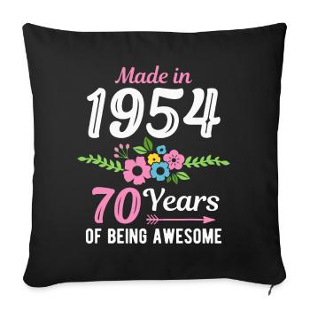 Made In 1954 Floral 70th Birthday 70 Years - Sofa pillowcase 17,3'' x 17,3'' (45 x 45 cm) - black - Front