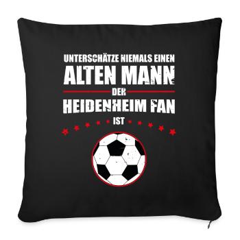 Alter Mann - Heidenheim Fan | Retro Vintage Design - Sofakissenbezug 45 x 45 cm - Schwarz - Vorne